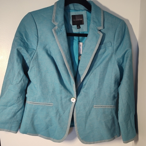 The Limited Jackets & Blazers - The Limited Teal Blazer with Gray Trim Size S #729